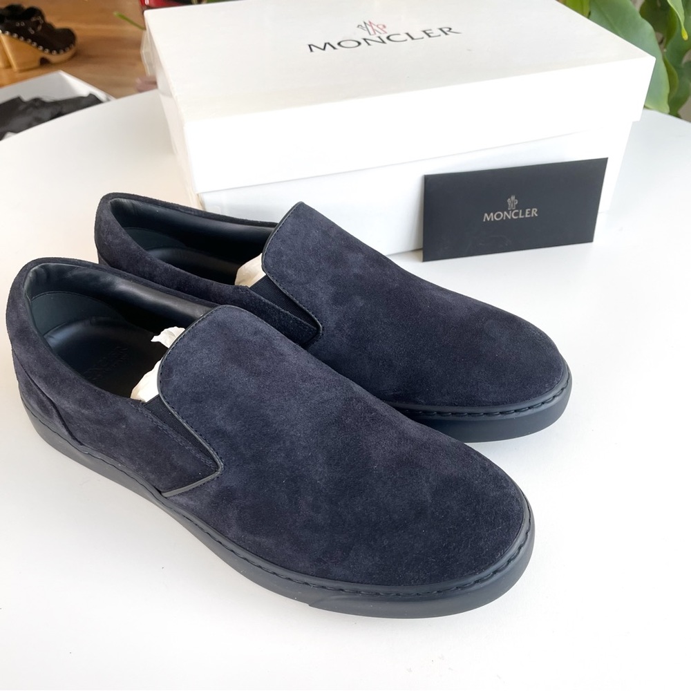 Moncler navy blue suede Mereith loafers AUTHENTIC BRAND NEW